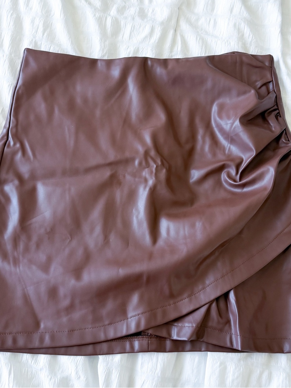 Faux Leather Brown Mini Skirt